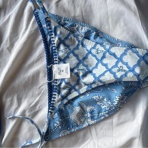 Roller Rabbit Blue and White Printed Bikini Bottom